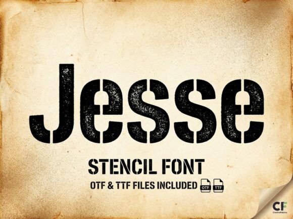 Jesse: A Bold Industrial Stencil Typeface
