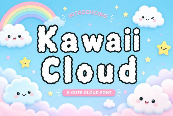 Kawaii Cloud Typeface for Playful Branding